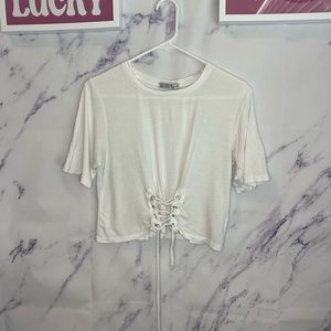 Cotton On white tie up crop top sz S